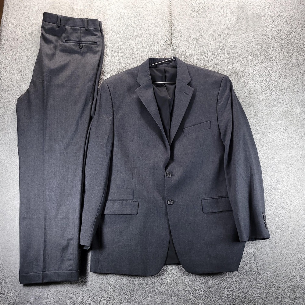 Lauren Ralph Lauren Suit Mens 44 36x32 Gray Wool 2 Piece Total Comfort Wedding